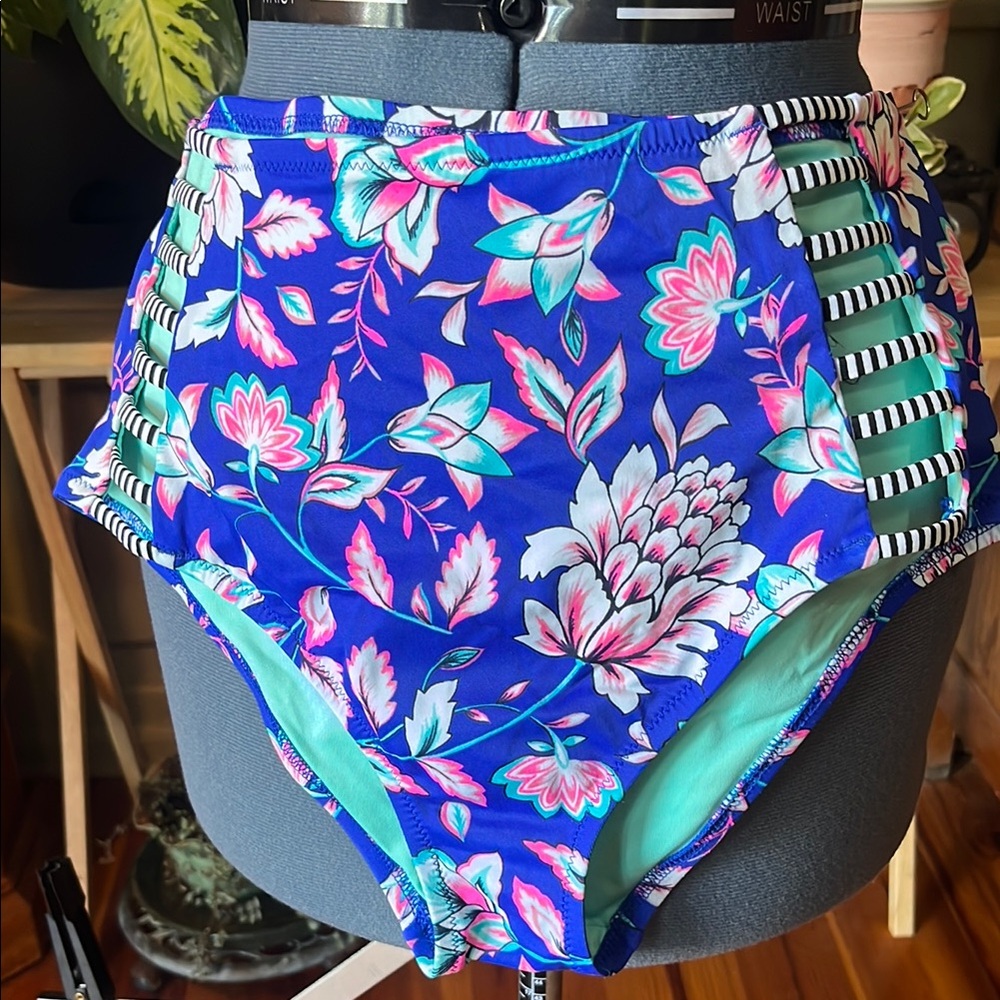 Floral High-Waisted Bikini Bottoms